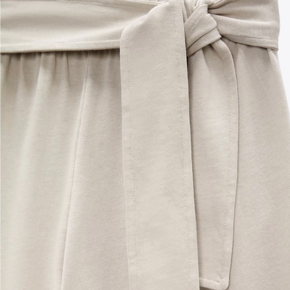 ZARA High Waist Cotton Trousers with belt Sand Beige size M - Picture 8 of 10